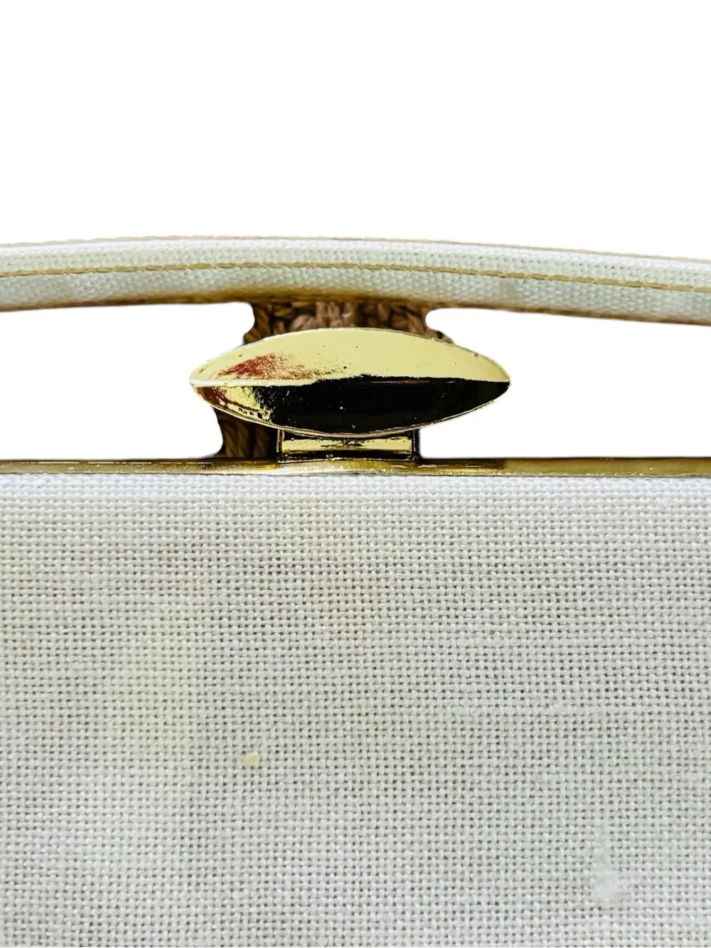 Vintage 50s White Linen Floral Rose Embroidered Clutch